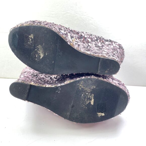 Bongo Silver Champagne Sequin Platform Heels 7.5 Disco Clubbing Formal Party - Picture 14 of 14
